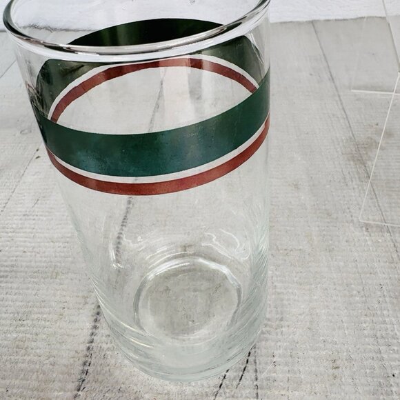 Pfaltgraff JUNIPER Green Mauve Bands Clear Glass Ice Tea Tumbler Glasses Set 4 - Picture 12 of 16